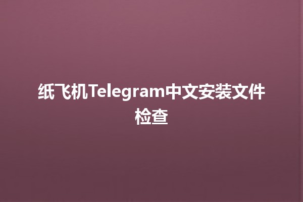 纸飞机Telegram中文安装文件检查🔍📝